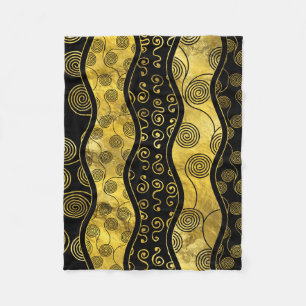 Luxury  Black and Gold African Pattern Fleece Blanket