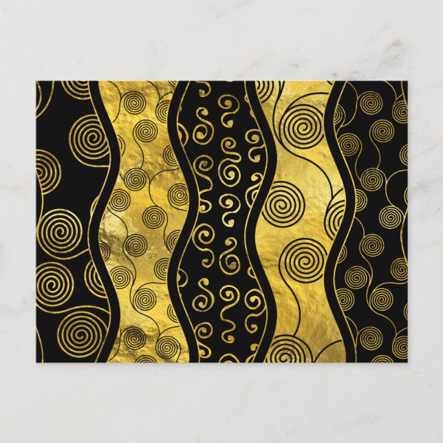 Luxury  Black and Gold African Pattern Postcard (Front)
