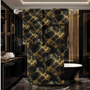 Luxury Black and Gold Alcohol Ink Marble Towel Set