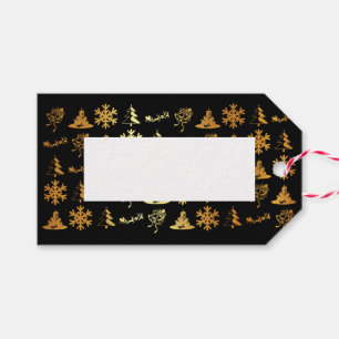 Luxury black and gold christmas figures gift tags