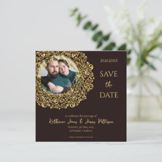 Luxury Black and Gold design with Photo Save The Date