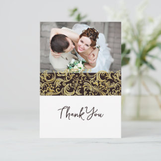 Luxury Black and Gold design with Photo Thank You Card