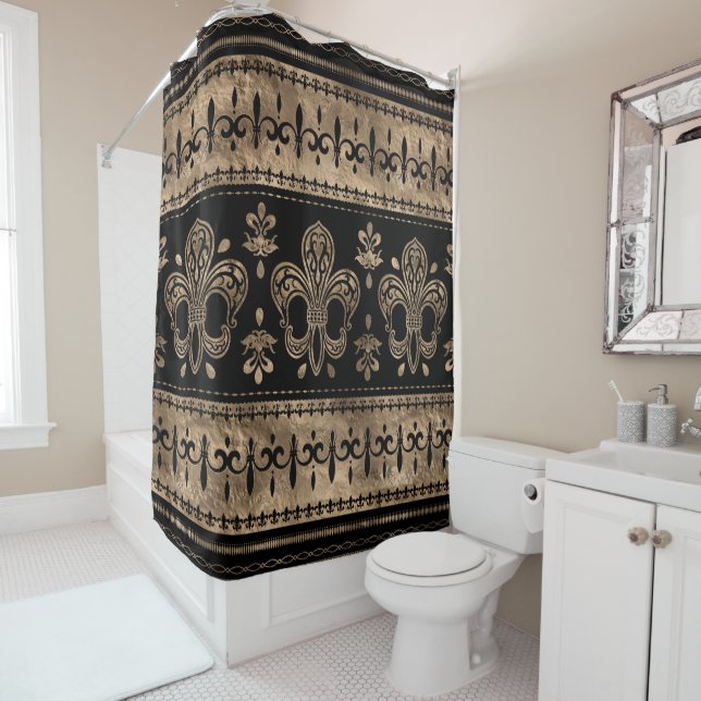 Luxury black and gold Fleur-de-lis ornament (In Situ)