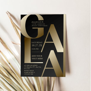 Luxury Black and Gold Gala Invitation Card