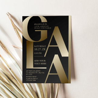 Luxury Black and Gold Gala Invitation Card