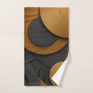 Luxury Black and Gold Geometric Abstract Design Hand Towel