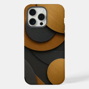 Luxury Black and Gold Geometric Abstract Design iPhone 15 Pro Max Case