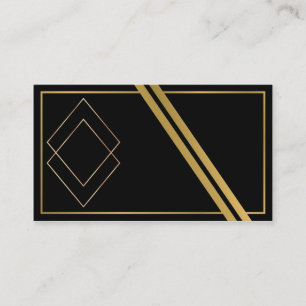 Luxury Black and Gold Geometric Art Deco Business  Card