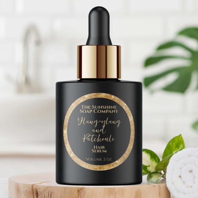 Luxury Black and Gold Glitter Cosmetics Product Classic Round Sticker (Creator Uploaded)