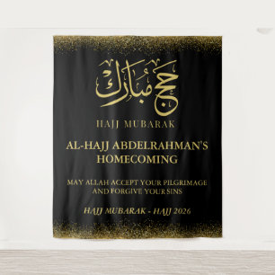 Luxury Black and Gold Hajj Mubarak- Tapestry