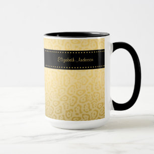 Luxury Black and Gold Jaguar Print With Name Mug