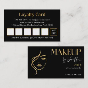 Luxury black and gold makeup artist Loyalty Card