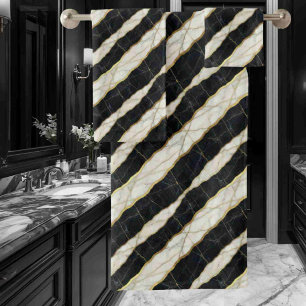 Luxury Black and Gold Marble Bath Towel Set