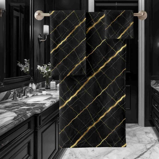 Luxury Black and Gold Marble Bath Towel Set (Creator Uploaded)