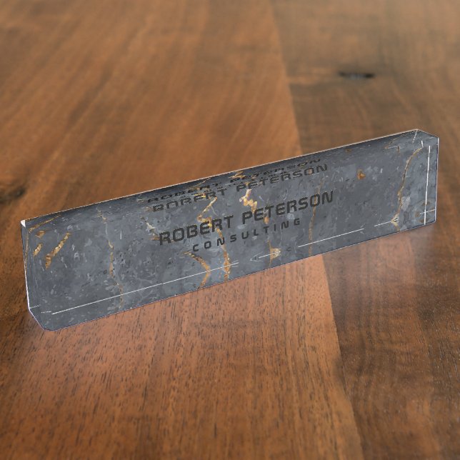 Luxury black and gold marble texture image nameplate (Side)