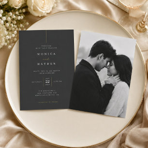 Luxury Black and Gold Minimalist Wedding Invitation