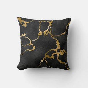Luxury black and gold pattern glam design throw pillow