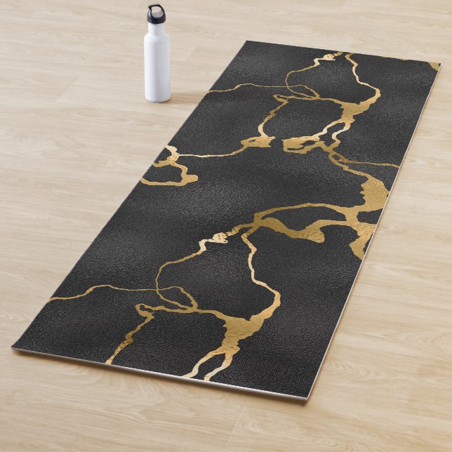 Luxury black and gold pattern glam design yoga mat (In Situ)