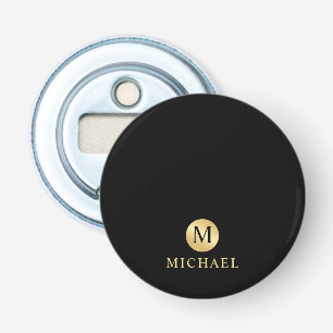 Luxury Black and Gold Personalized Monogram Bottle Opener