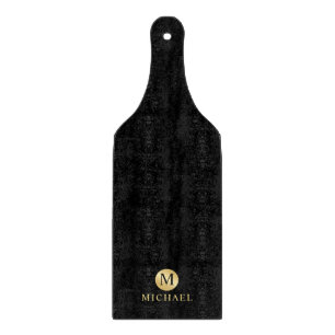 Luxury Black and Gold Personalized Monogram Cutting Board