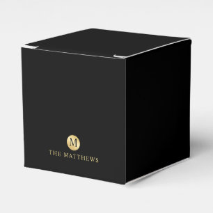 Luxury Black and Gold Personalized Monogram Favor Box