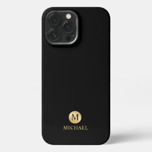 Luxury Black and Gold Personalized Monogram iPhone 13 Pro Max Case