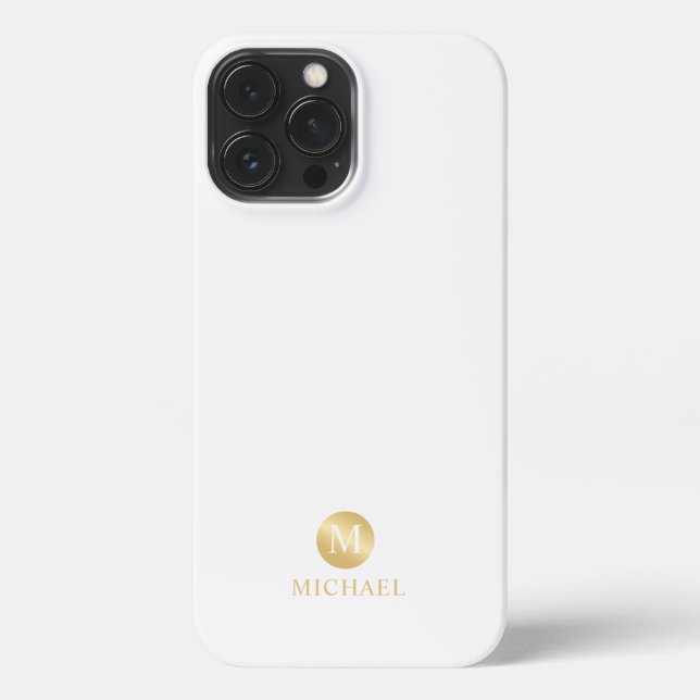 Luxury Black and Gold Personalized Monogram iPhone Case (Back)