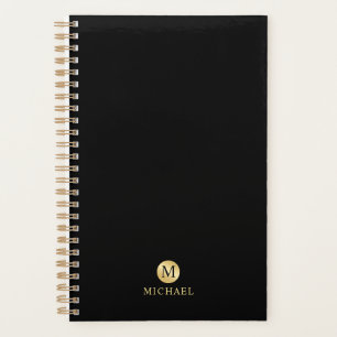 Luxury Black and Gold Personalized Monogram Planner
