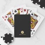 Luxury Black and Gold Personalized Monogram Playing Cards<br><div class="desc">Luxury Black and Gold Personalized Monogram and Name Design featuring black monogram in gold circle element with name in gold professional font style on black background. Perfect as father's day gifts for dad, gifts for grandfather, husband, groomsman and more. Please Note : The foil details are simulated in the artwork....</div>