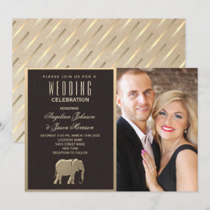 Luxury Black and Gold Photo Invitation