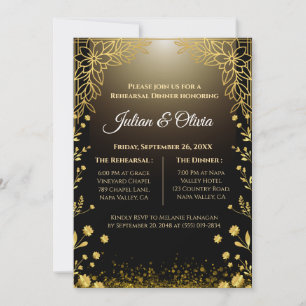 Luxury Black and Gold Rehearsal Dinner Invitation