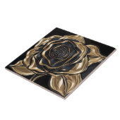 Luxury Black and Gold Rose Tile | Zazzle