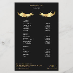 Luxury Black and Gold Salon Price List Menu