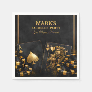Luxury Black And Gold Vegas Bachelor Party Napkin