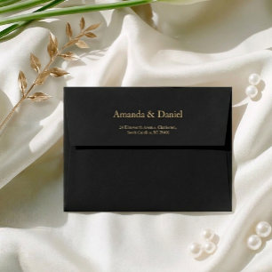 Luxury Black and Gold Wedding Envelope