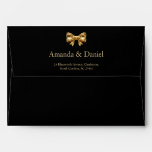 Luxury Black and Gold Wedding Golden Bow Envelope