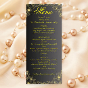 Luxury Black and Gold Wedding Menu Card