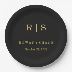 Luxury Black and Gold Wedding Paper Plates