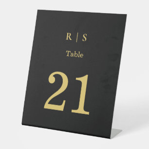 Luxury Black and Gold Wedding Table Number Card Pedestal Sign