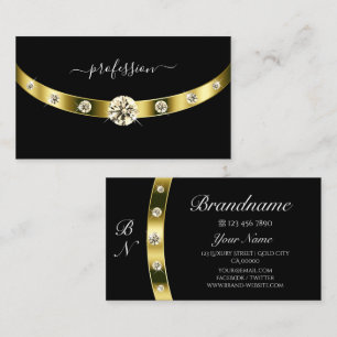 Luxury Black and Gold with Monogram Professional Business Card