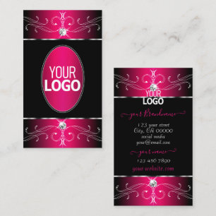 Luxury Black and Pink Ornate Ornaments with Logo Business Card