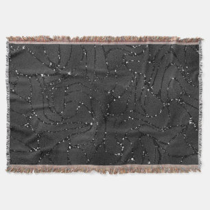 Luxury black and silver sparkles pattern throw blanket