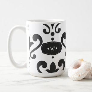 Luxury Black and White Damask Coffee Mug