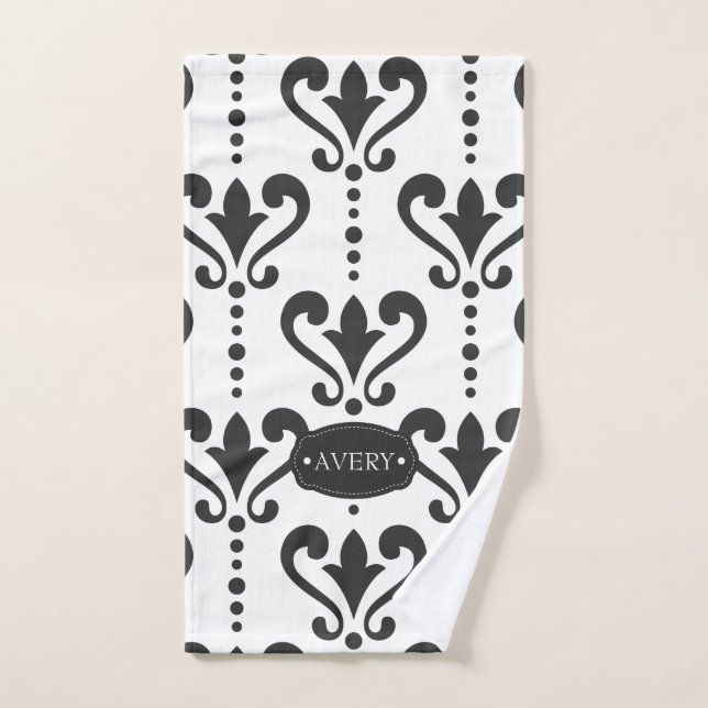 Luxury Black and White Personalized Hand Towel (Hand Towel)