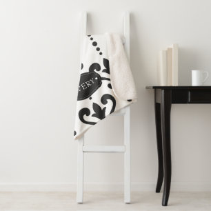 Luxury Black and White Personalized Sherpa Blanket