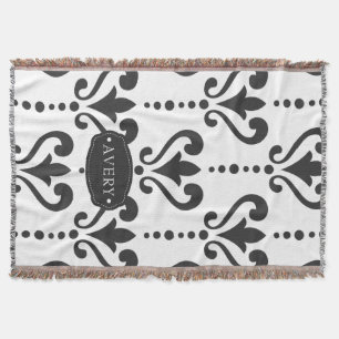 Luxury Black and White Personalized Throw Blanket