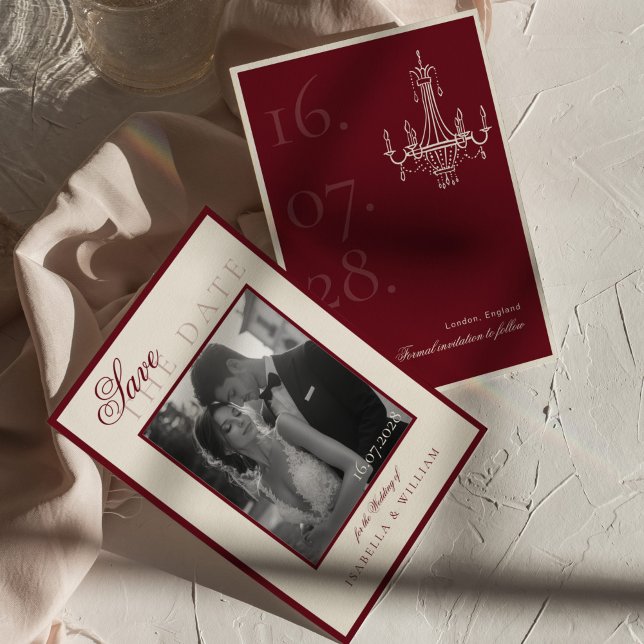 Luxury Black and white Photo Save the Date Invitation (Creator Uploaded)