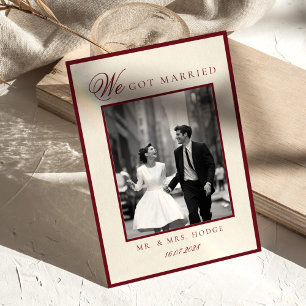 Luxury Black and white photo Wedding Announcement