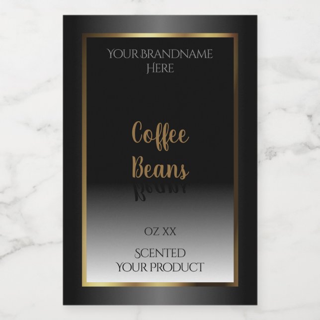 Luxury Black and White Product Labels Gold Frame (Single Label)