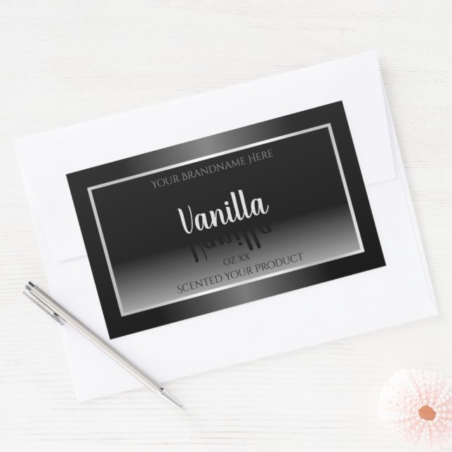 Luxury Black and White Product Labels Silver Frame (Envelope)